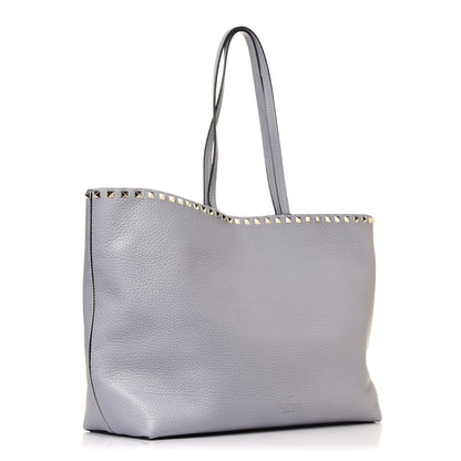 Valentino Garavani Grained Calfskin Rockstud Shoulder Tote Pastel Grey 3 of 11