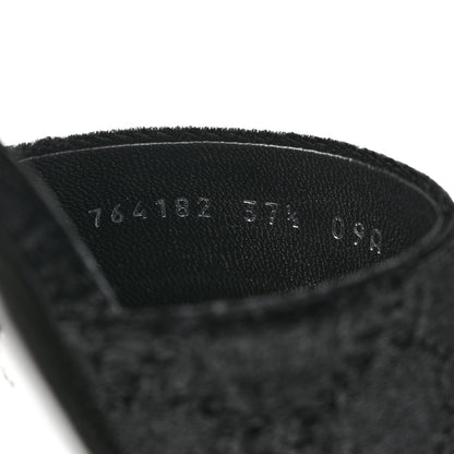 Gucci New Velvet Ashmir Regent Calfskin GG Monogram Square Toe Bow 45mm Slide Sandals 37.5 Black 7 of 9
