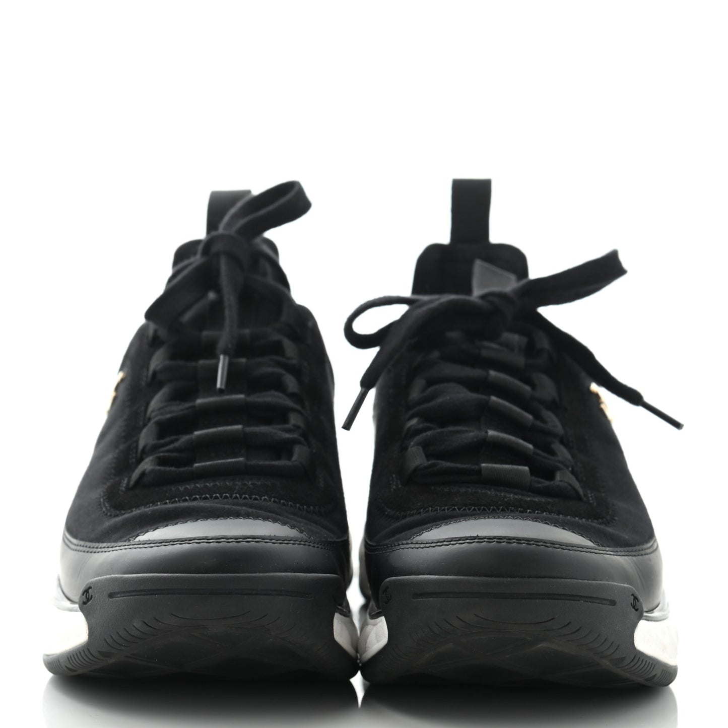 Velvet Calfskin Mixed Fibers CC Sneakers 39 Black