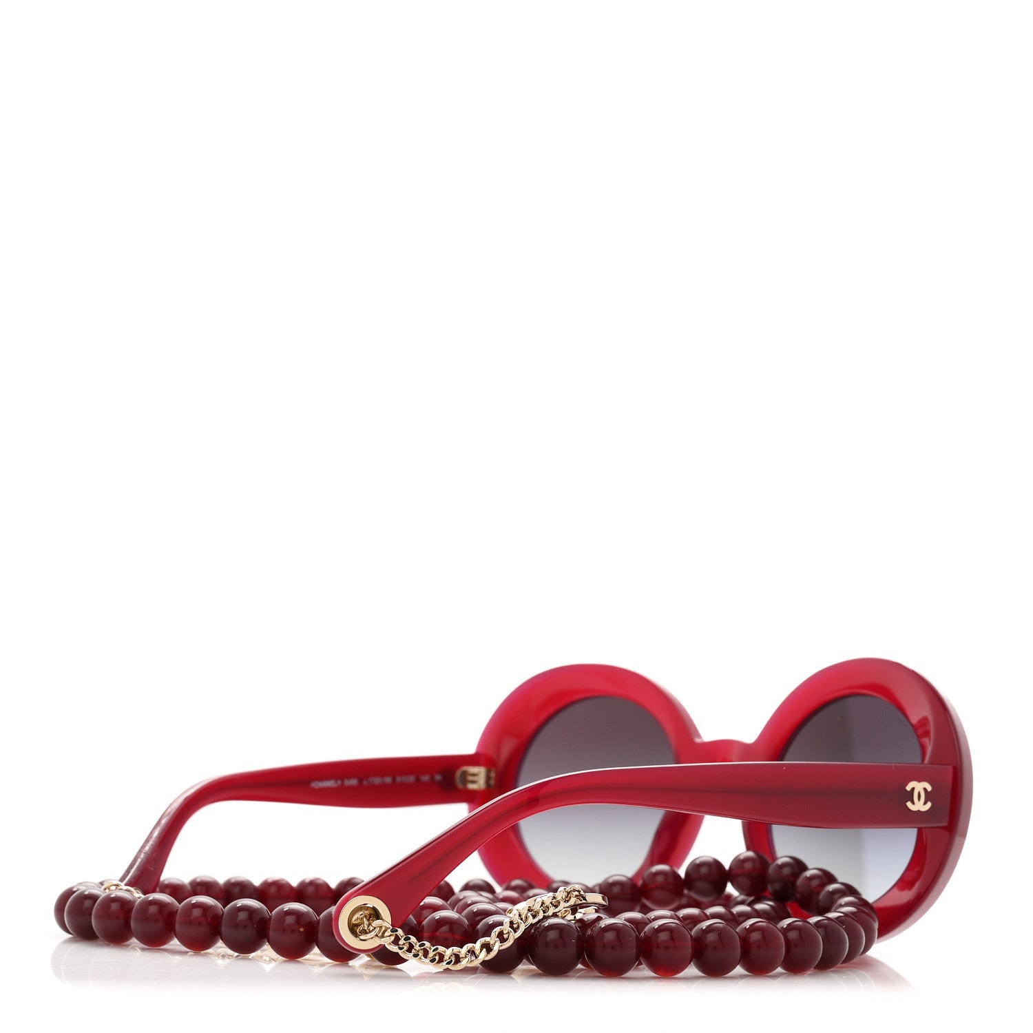 Chanel Acetate Round Chain Sunglasses 5489-A Burgundy 4 of 8