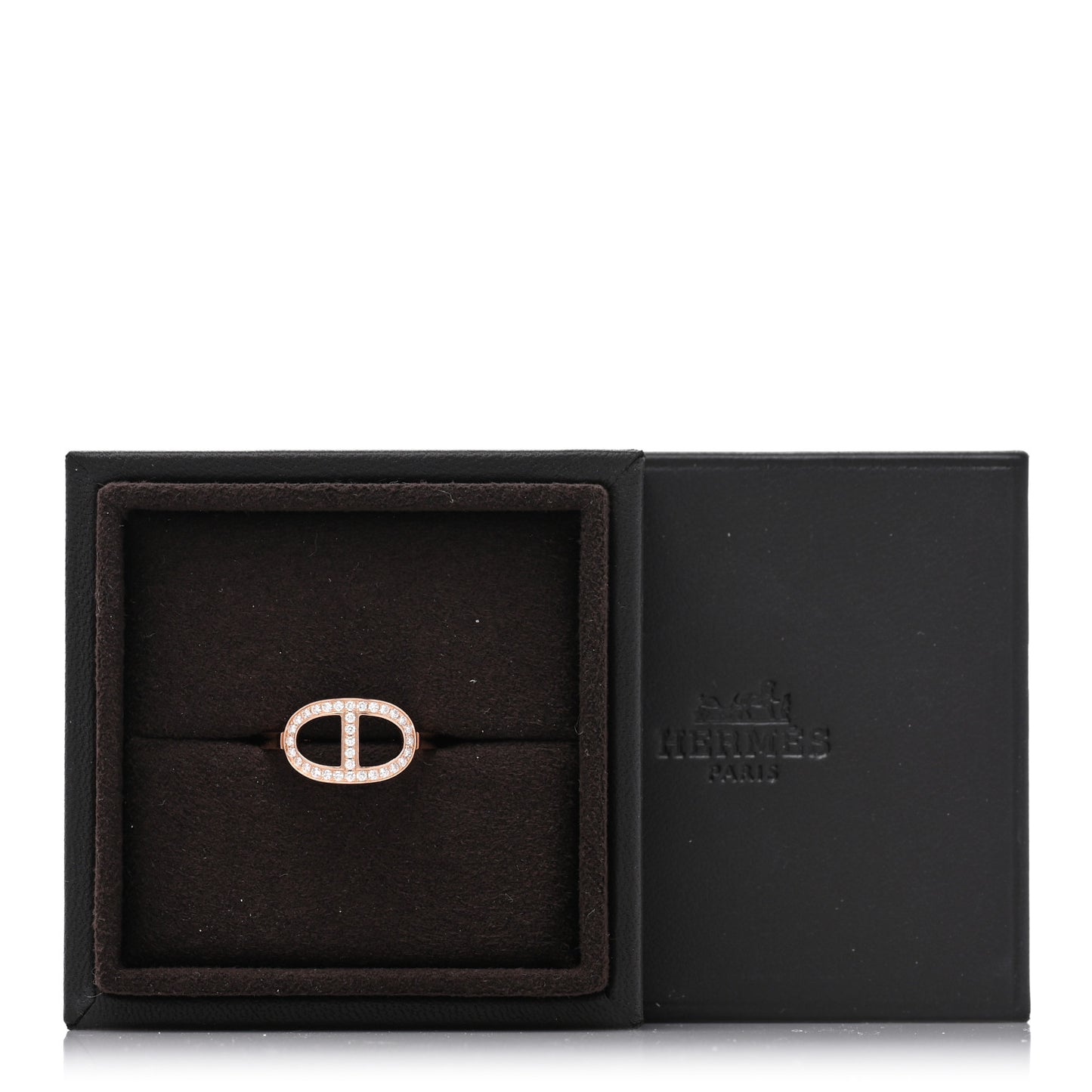 18K Rose Gold Diamond MM Chaine d'Ancre Contour Ring 56 7.5