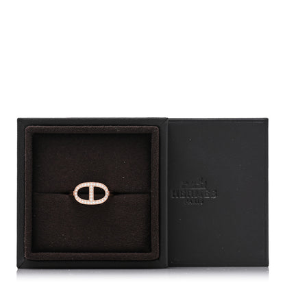 Hermes 18K Rose Gold Diamond MM Chaine d'Ancre Contour Ring 56 7.5 5 of 5