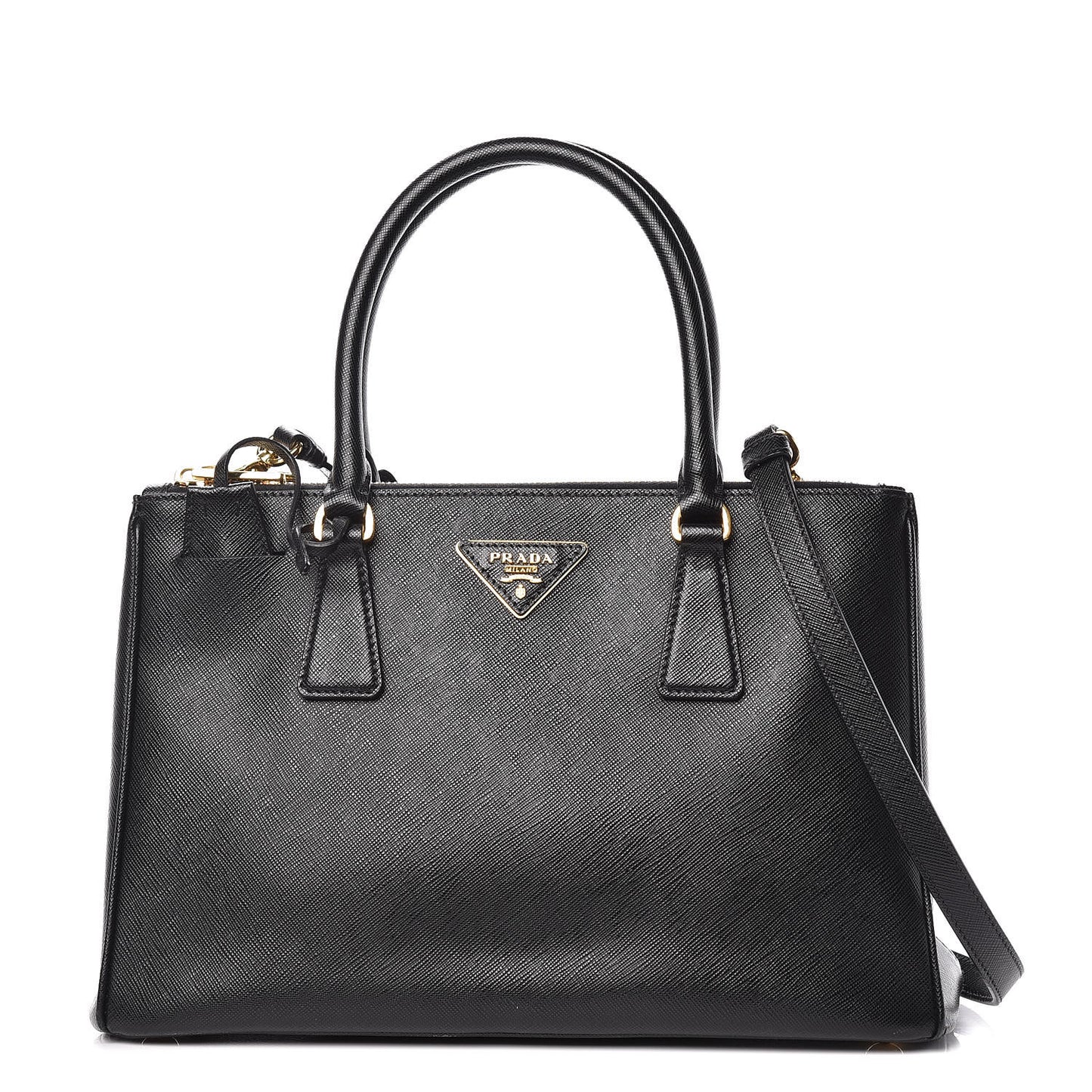 Saffiano Small Galleria Double Zip Tote Black