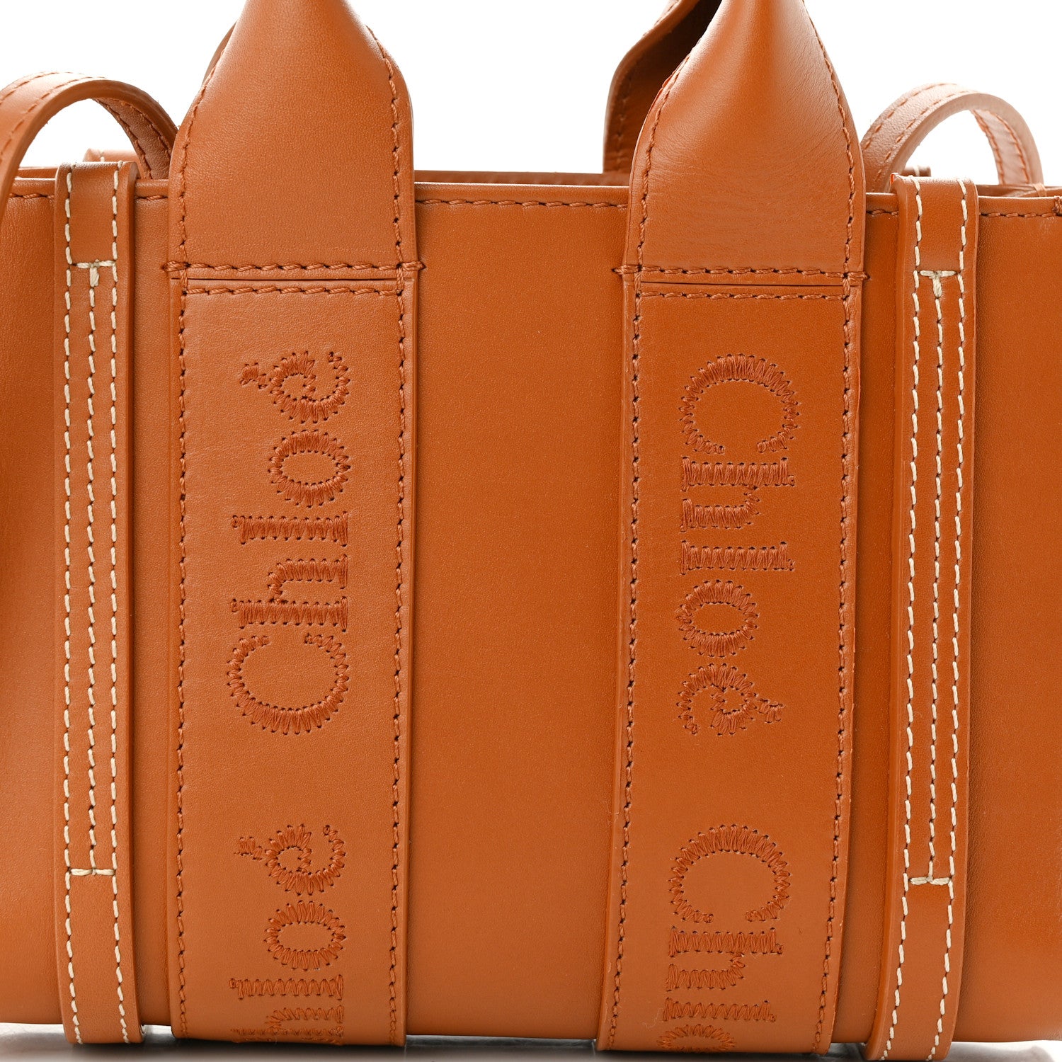 Chloe Calfskin Mini Woody Ribbon Tote Caramel 11 of 17