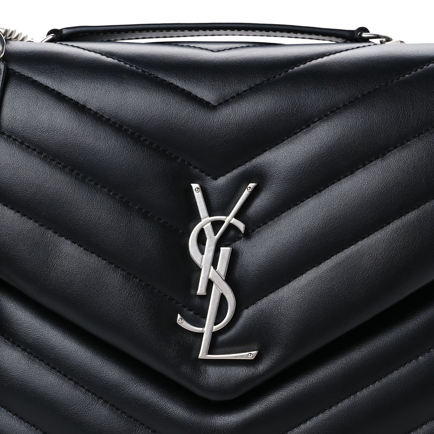 Saint Laurent Calfskin Y Quilted Monogram Medium Loulou Chain Satchel Black 9 of 11
