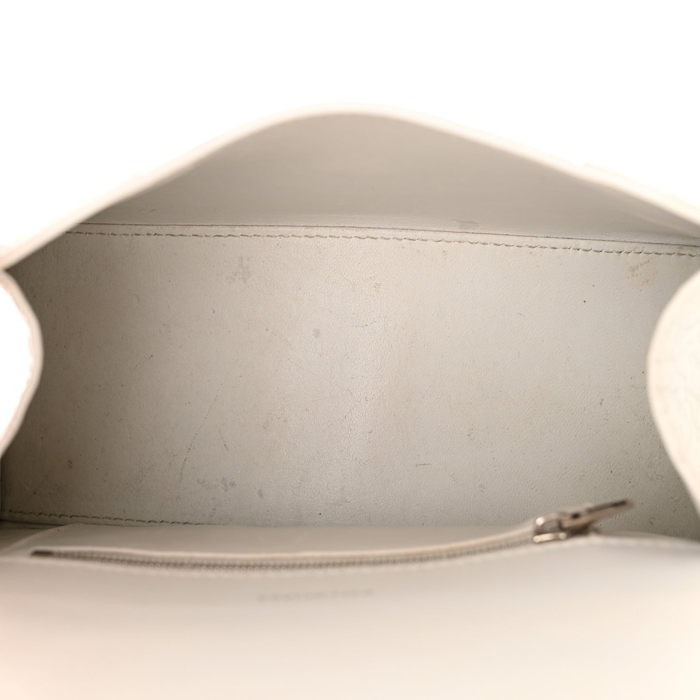 Calfskin Crocodile Embossed Small Hourglass Top Handle Bag White