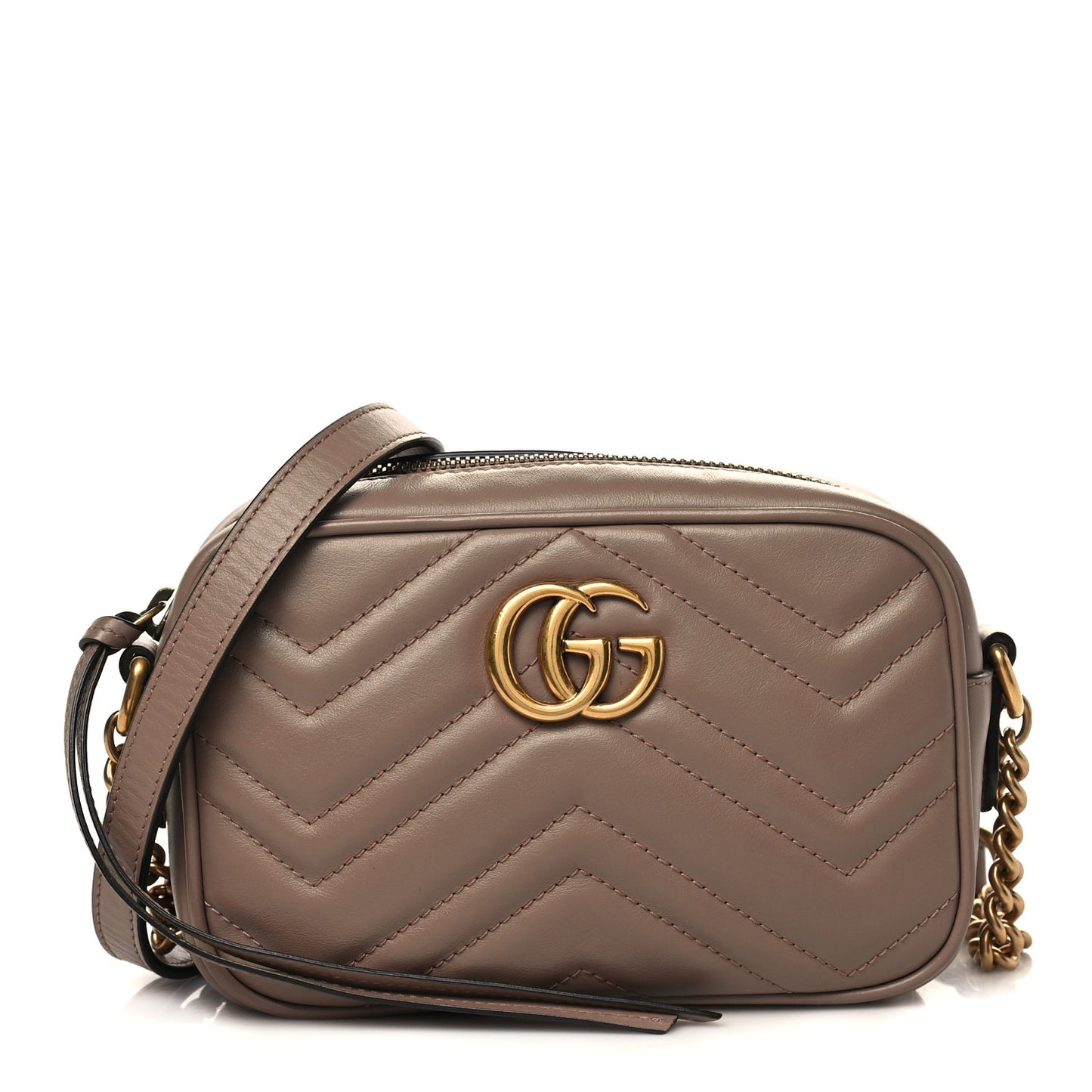 Calfskin Matelasse Mini GG Marmont Chain Shoulder Bag Porcelain Rose