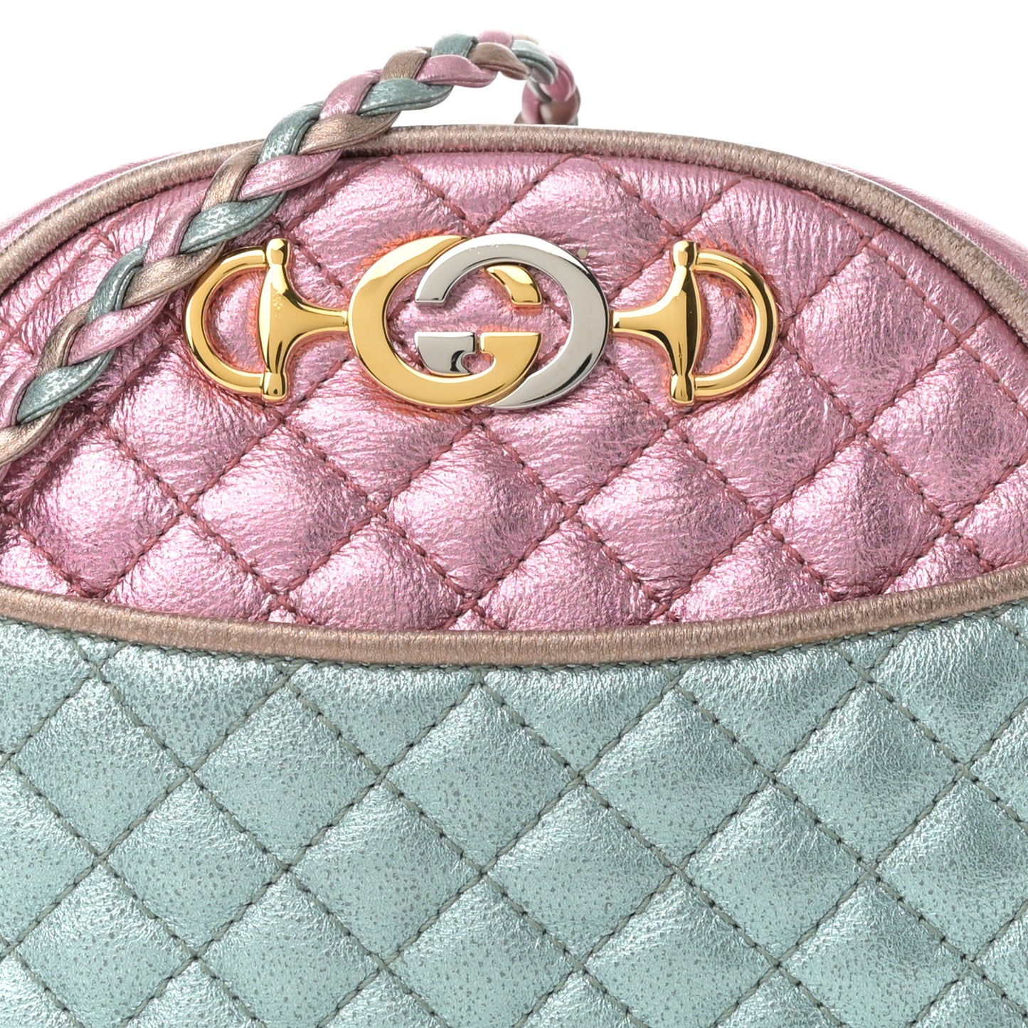 Laminated Nappa Trapuntata Mini Zumi Dome Shoulder Bag Rosa Lago Rame