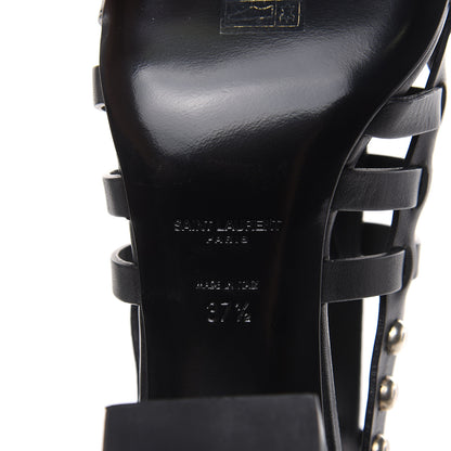 Saint Laurent Calfskin Studded Gladiator Sandals 37.5 Black 6 of 8