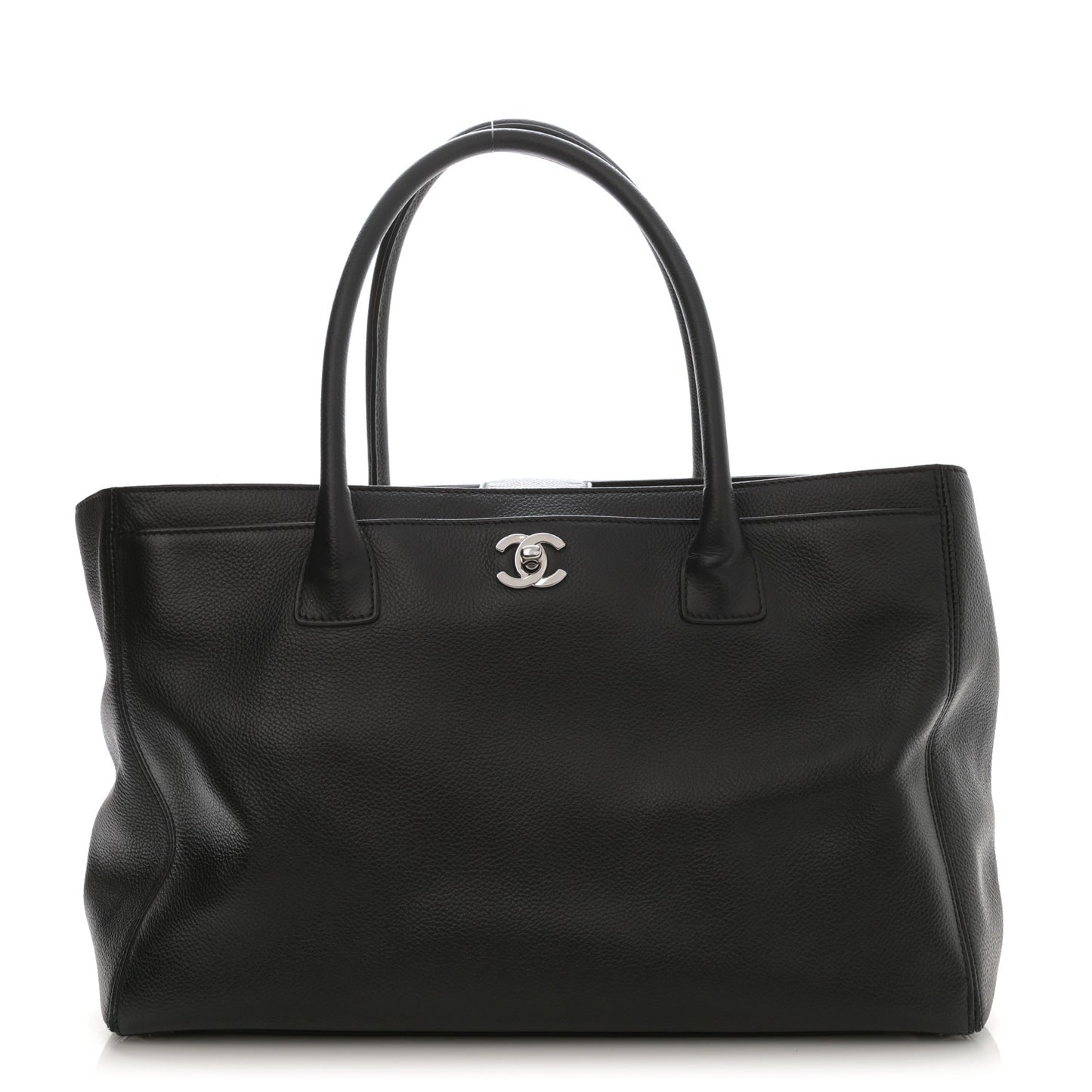 Calfskin Cerf Executive Shopper Tote Black
