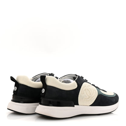 Chanel Suede Calfskin Fabric CC Sneakers 39 Dark Grey 5 of 8