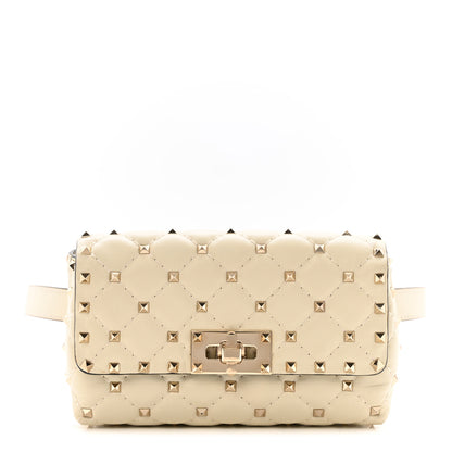Valentino Garavani Lambskin Rockstud Spike Belt Bag 85 Ivory 1 of 14