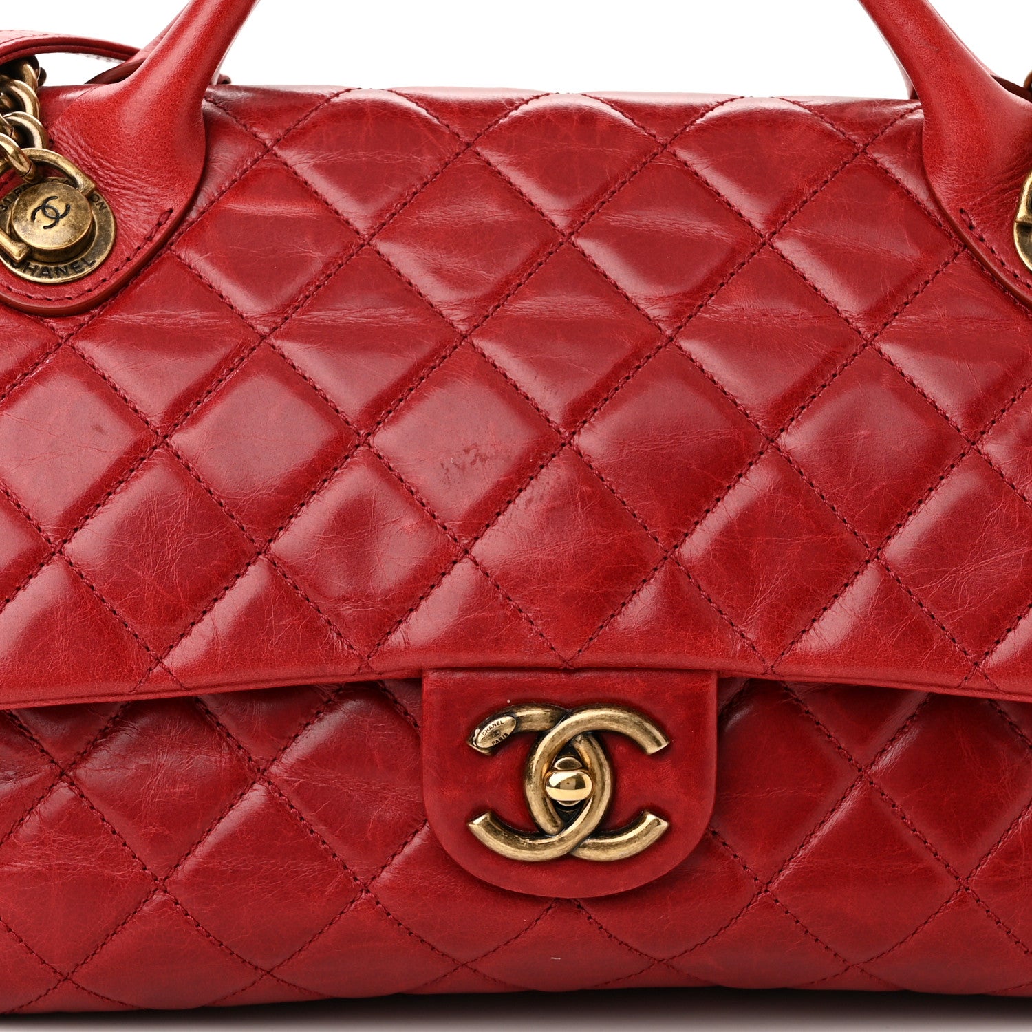 Chanel Glazed Calfskin Castle Rock Medium Flap Red 8 of 11