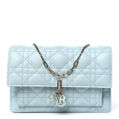 Christian Dior Lambskin Cannage Lady Dior Chain Pouch Light Blue 1 of 11