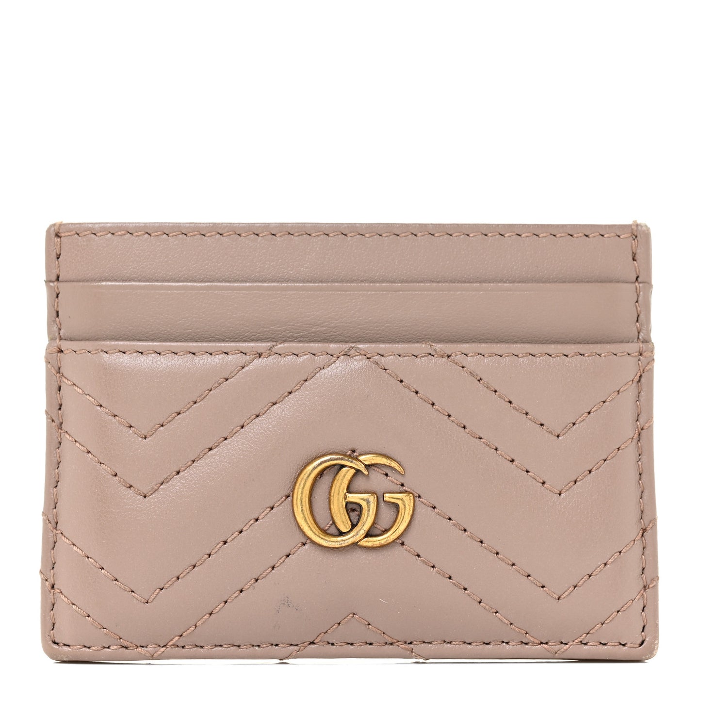 Calfskin Matelasse GG Marmont Card Holder Porcelain Rose
