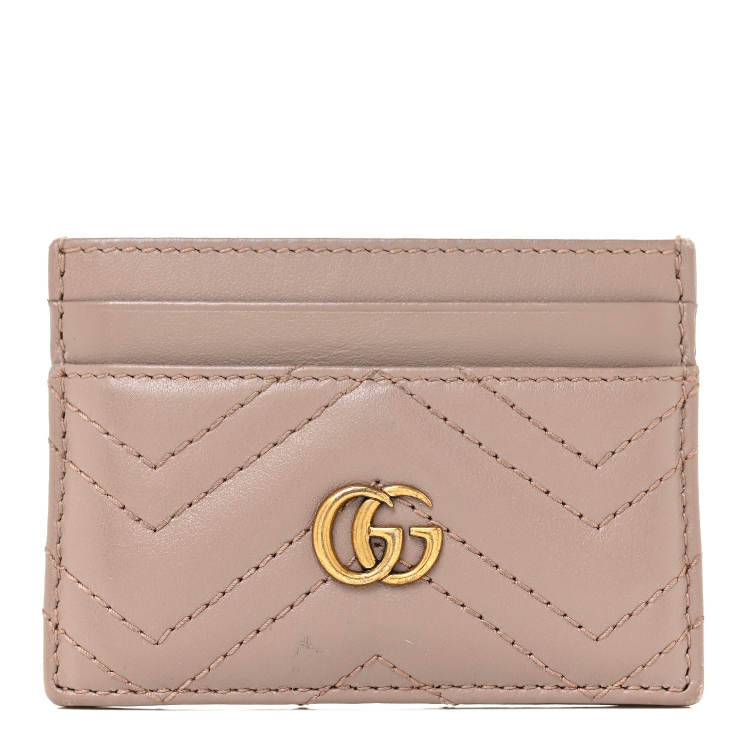 Gucci Calfskin Matelasse GG Marmont Card Holder Porcelain Rose 1 of 9