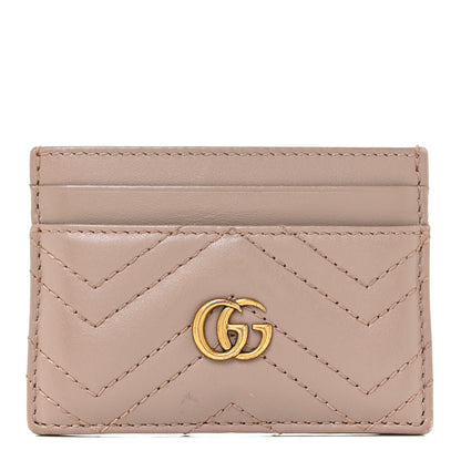 Gucci Calfskin Matelasse GG Marmont Card Holder Porcelain Rose 1 of 9
