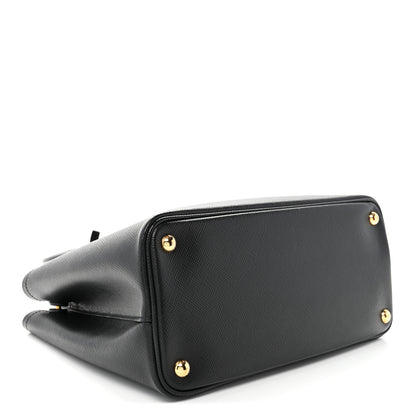Prada Saffiano Cuir Small Double Bag Black Fuoco 4 of 10