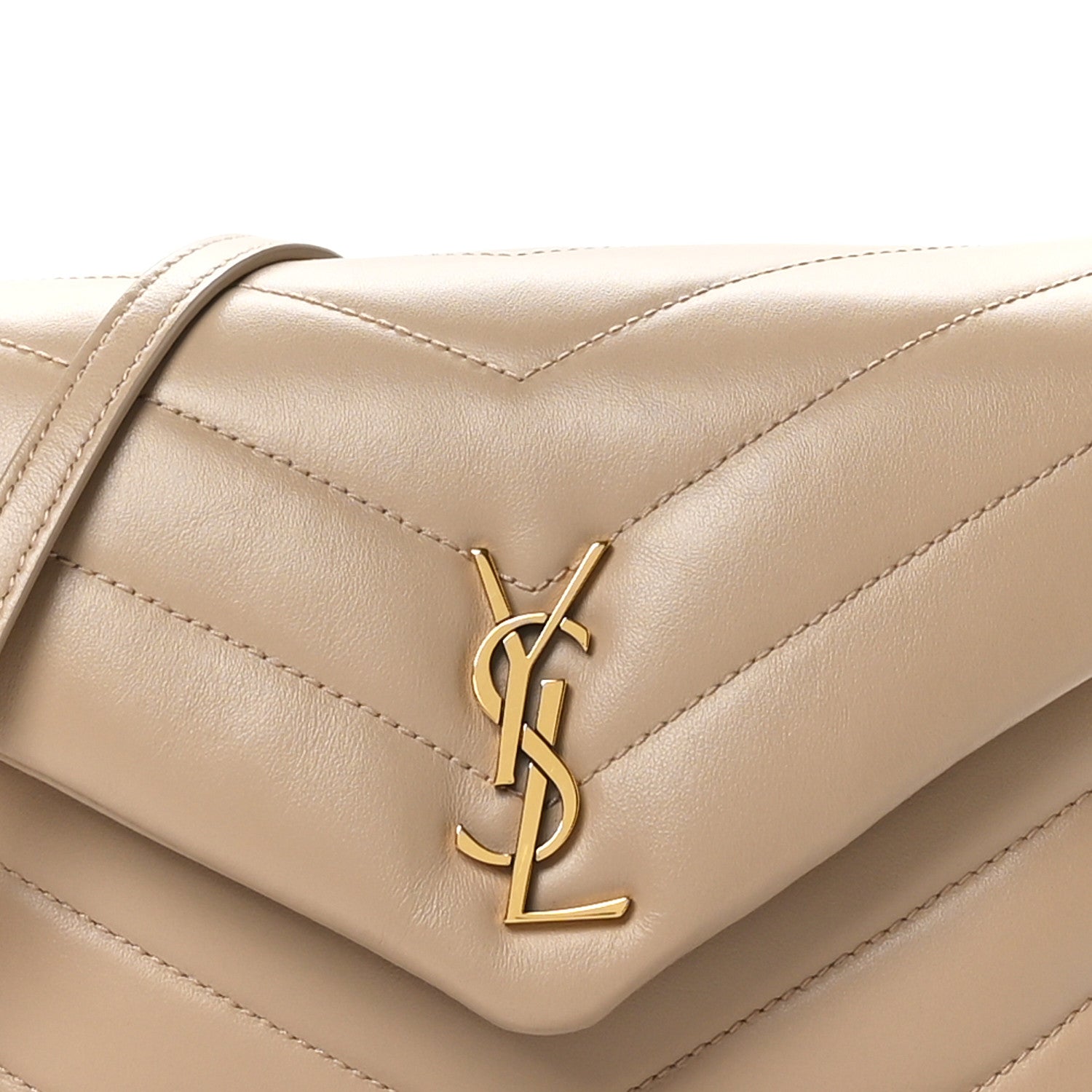 Saint Laurent Calfskin Y Quilted Monogram Toy Loulou Crossbody Bag Dark Beige 8 of 11