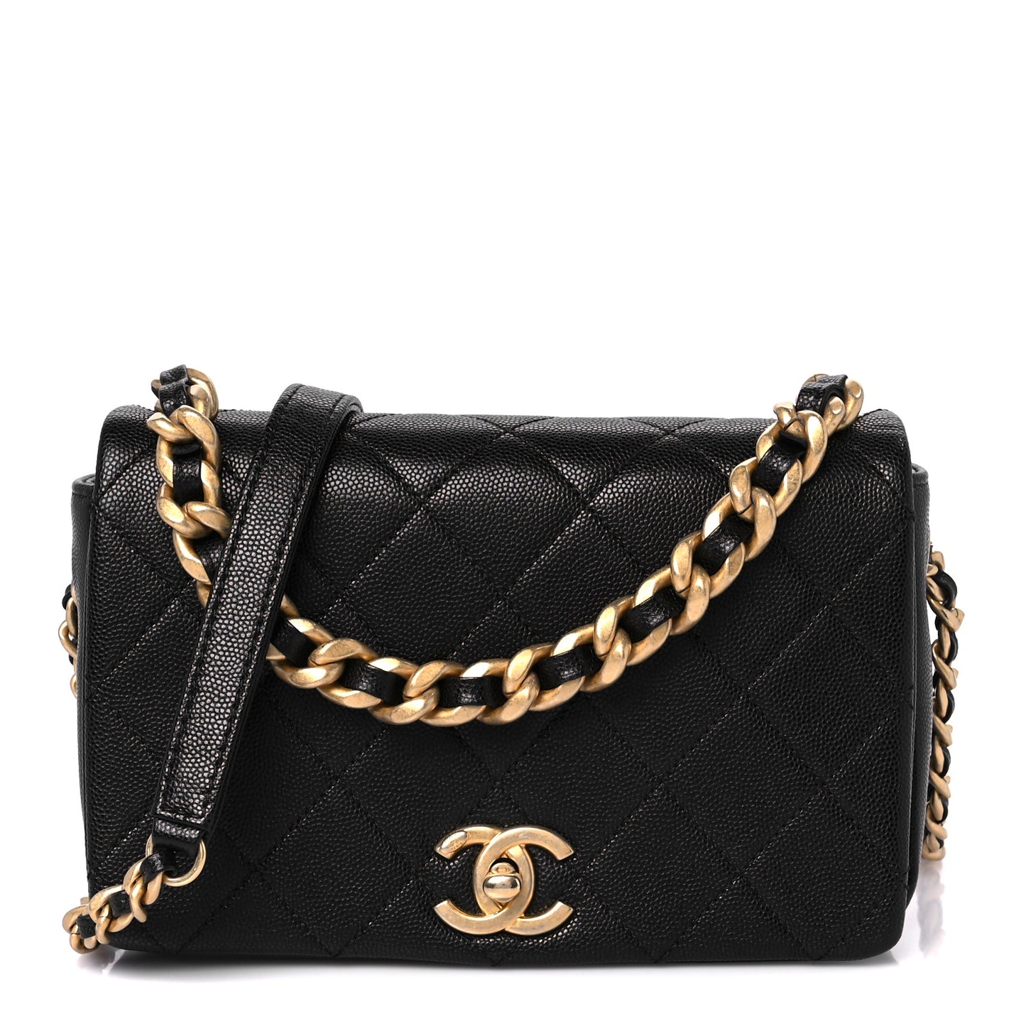Caviar Quilted Small Fashion Therapy Flap Bag Black