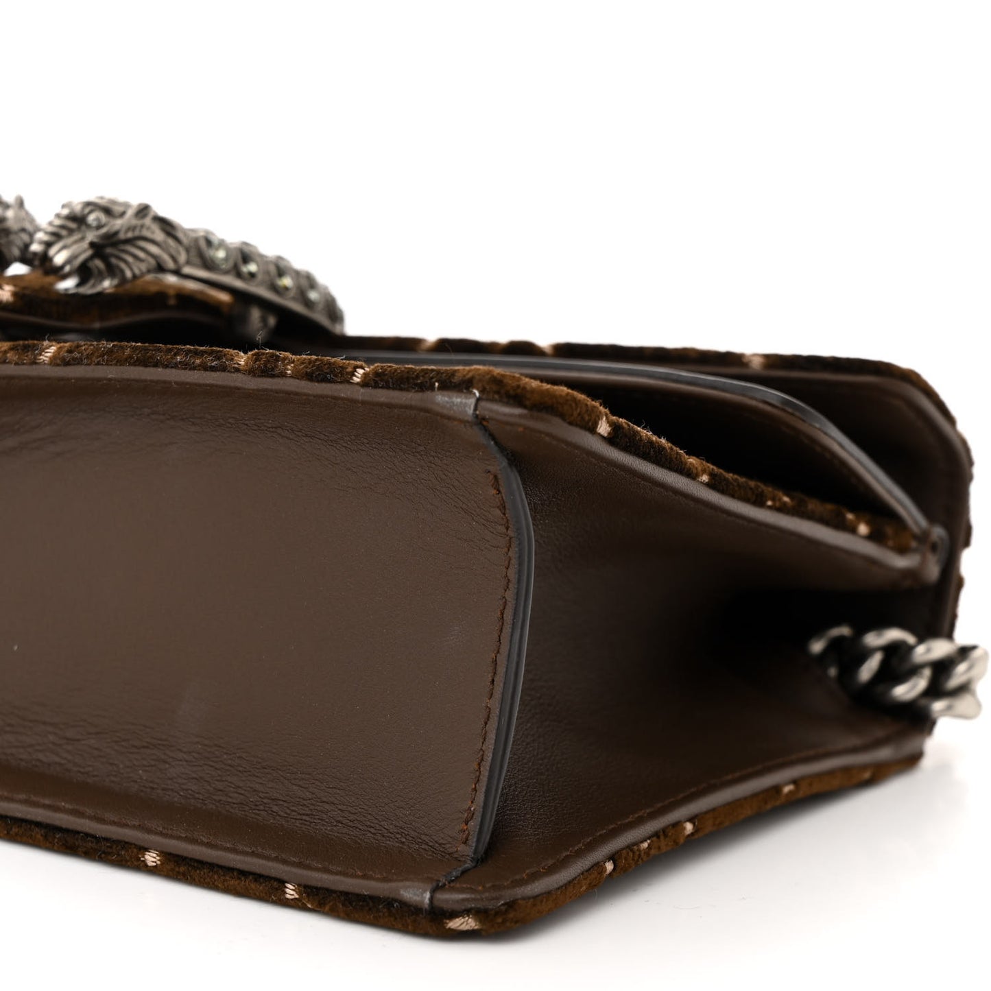 Velvet Moon Calfskin Crystal GG Monogram Small Dionysus Shoulder Bag Brown Vintage Cocoa Black Diamond