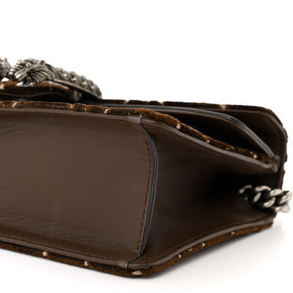 Gucci Velvet Moon Calfskin Crystal GG Monogram Small Dionysus Shoulder Bag Brown Vintage Cocoa Black Diamond 10 of 10