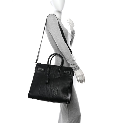 Saint Laurent Snakeskin Souple North South Tote Black 2 of 17