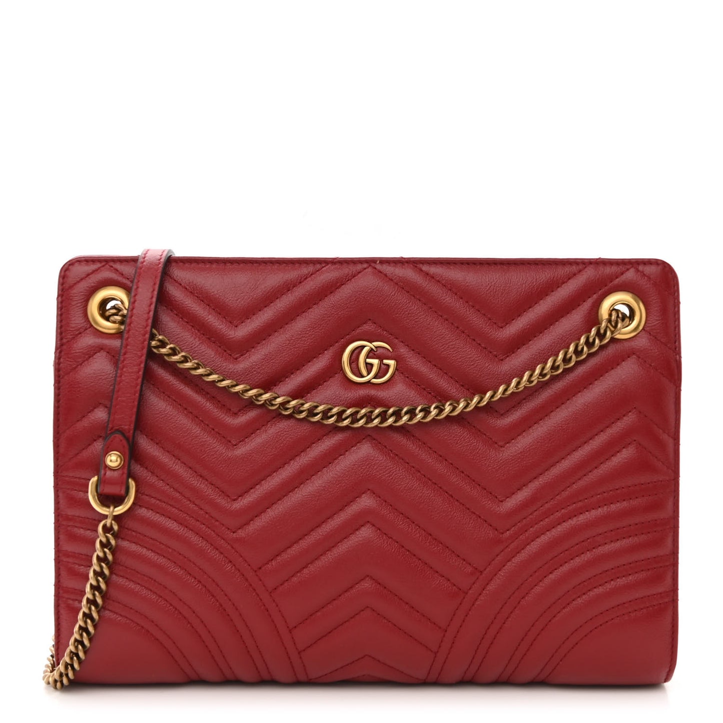 Azalea Calfskin Matelasse Heart Medium GG Marmont Slim Shoulder Bag Romantic Cerise