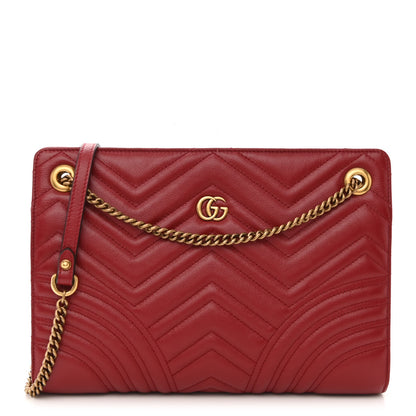 Gucci Azalea Calfskin Matelasse Heart Medium GG Marmont Slim Shoulder Bag Romantic Cerise 1 of 12