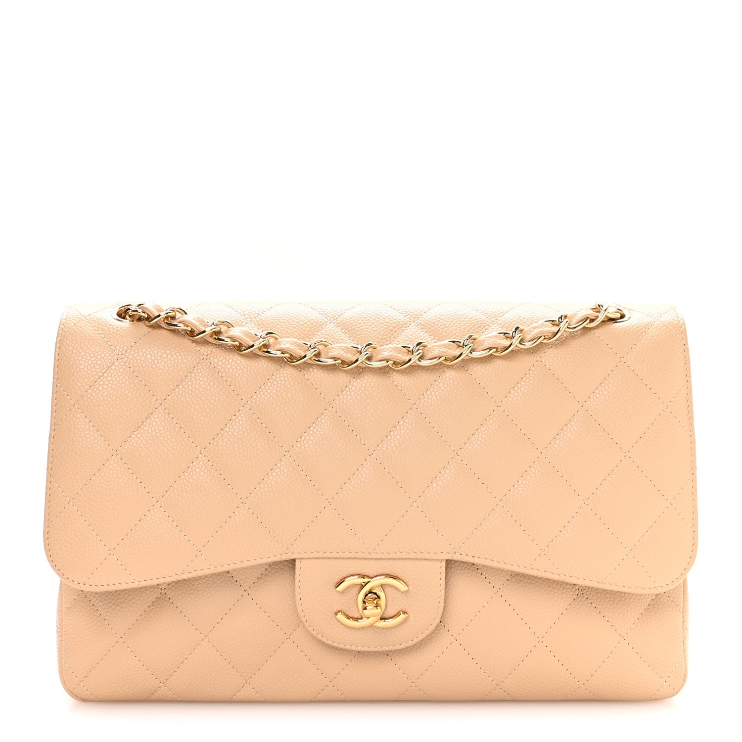 Chanel Caviar Quilted Jumbo Double Flap Beige Clair 1 of 10