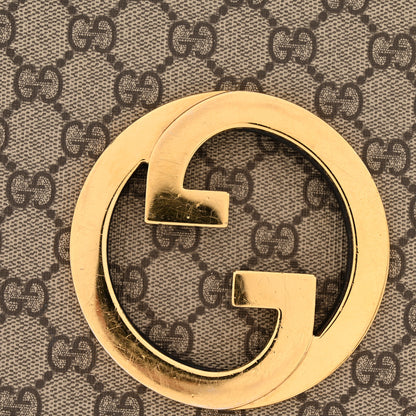 Gucci GG Supreme Monogram Textured Dollar Calfskin Web Medium Blondie Shoulder Flap Bag Beige Ebony New Acero 12 of 13