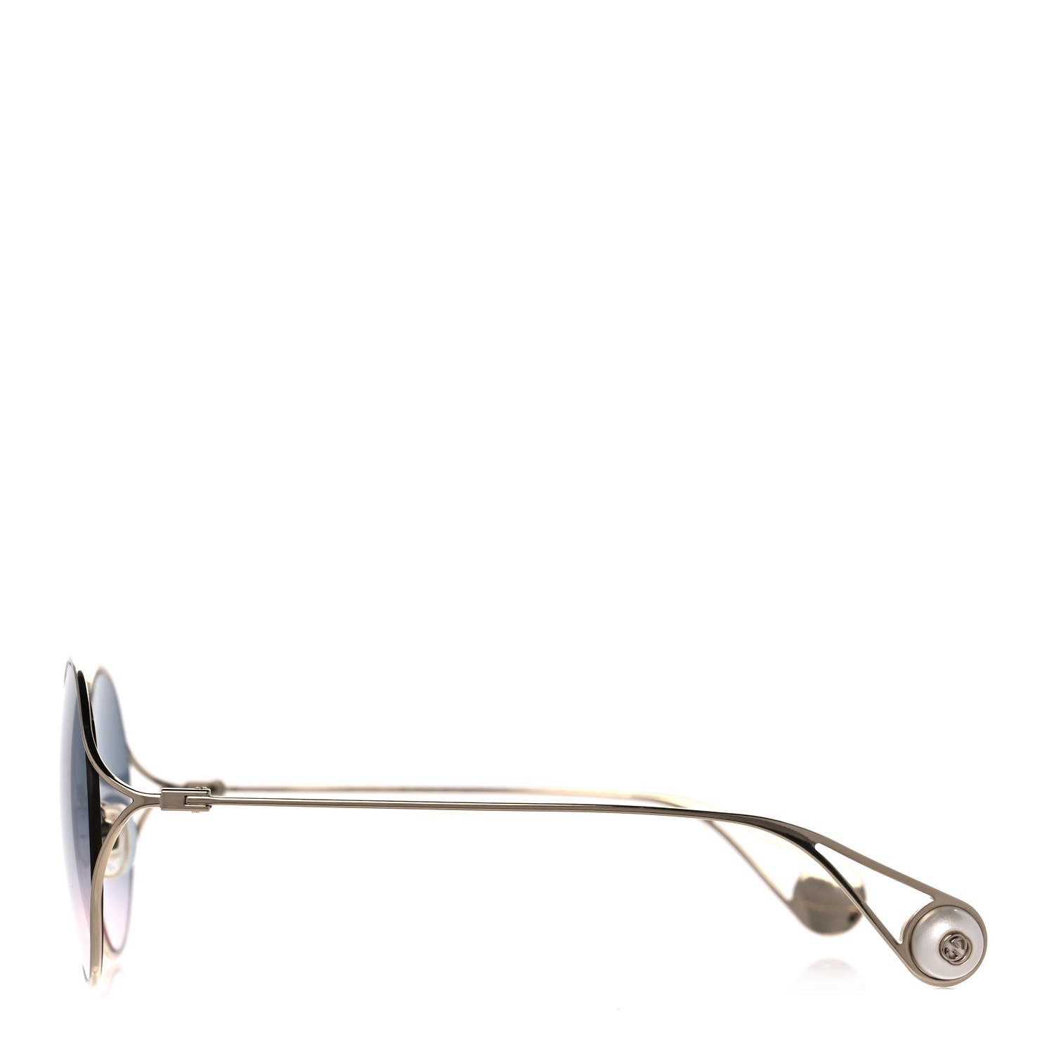 Gucci Round Pearl Tip Sunglasses GG0253S Gold 3 of 8