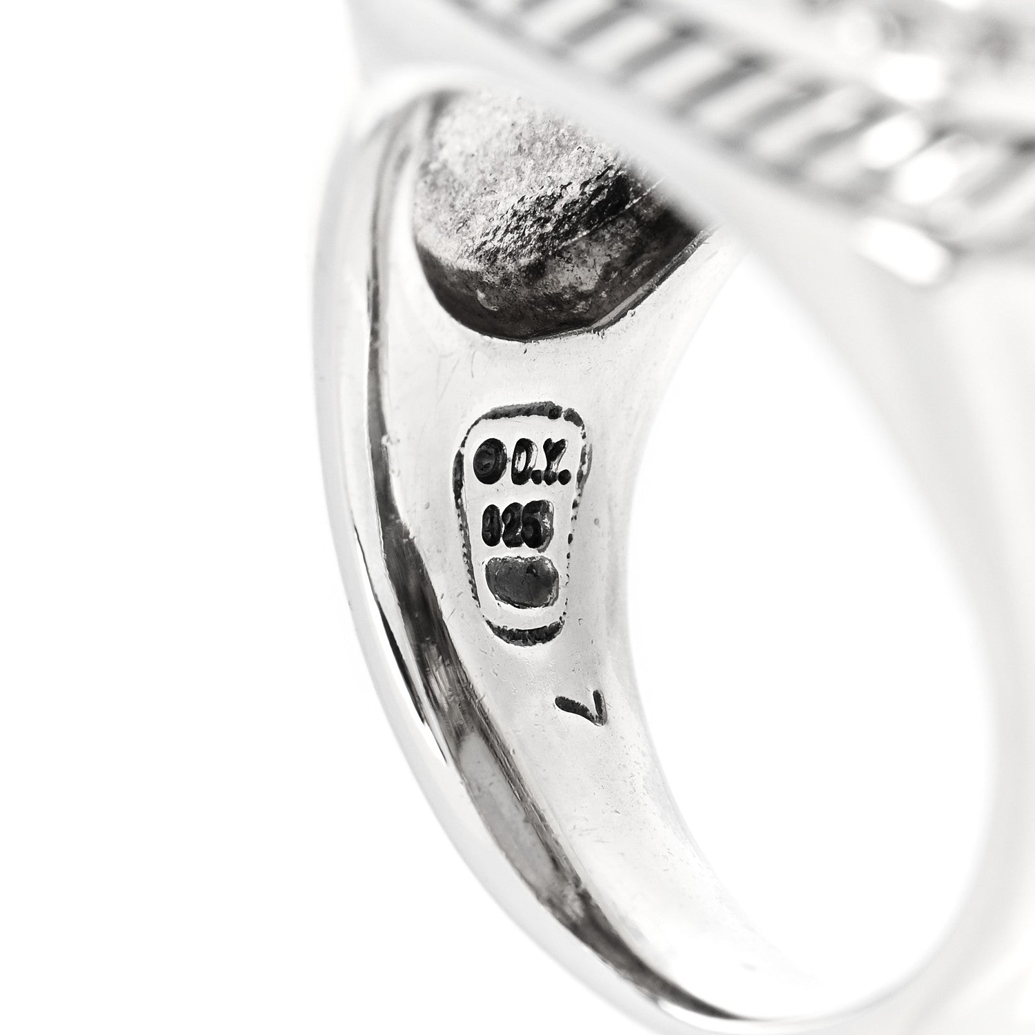 David Yurman Sterling Silver Diamond White Agate 14mm Albion Ring 54 7 5 of 6