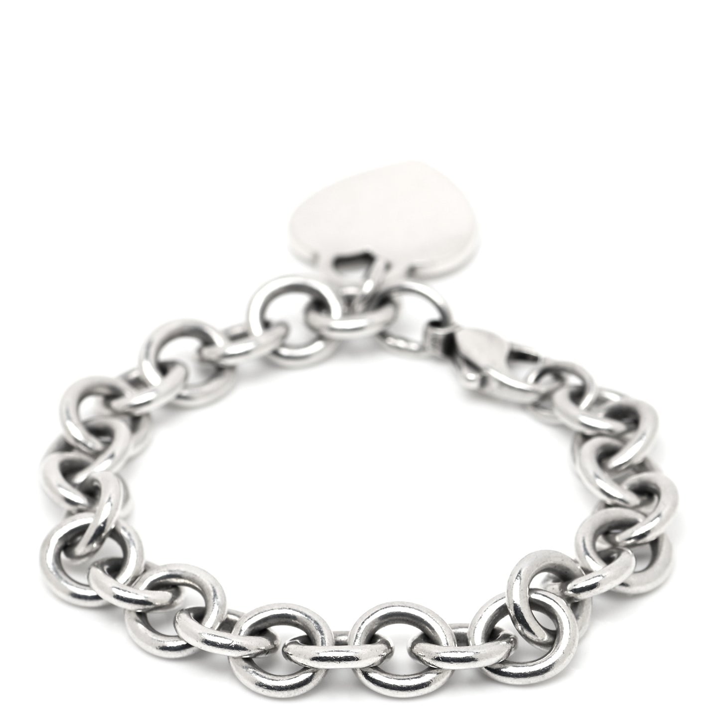 Sterling Silver Heart Tag Charm Bracelet