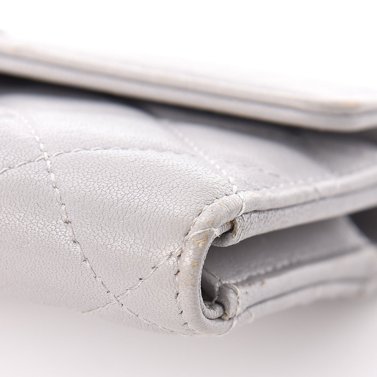 Lambskin Quilted CC Box Flap Wallet Grey