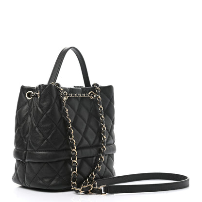 Chanel Caviar Quilted Rolled Up Bucket Drawstring Bag Black 2 of 10
