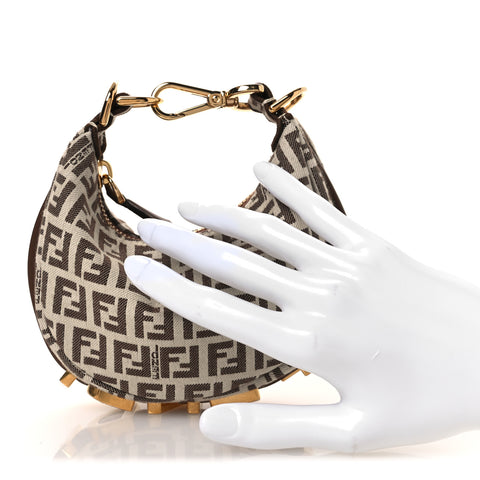 Fabric Jacquard FF 1974 Nano Fendigraphy Hobo Charm Beige