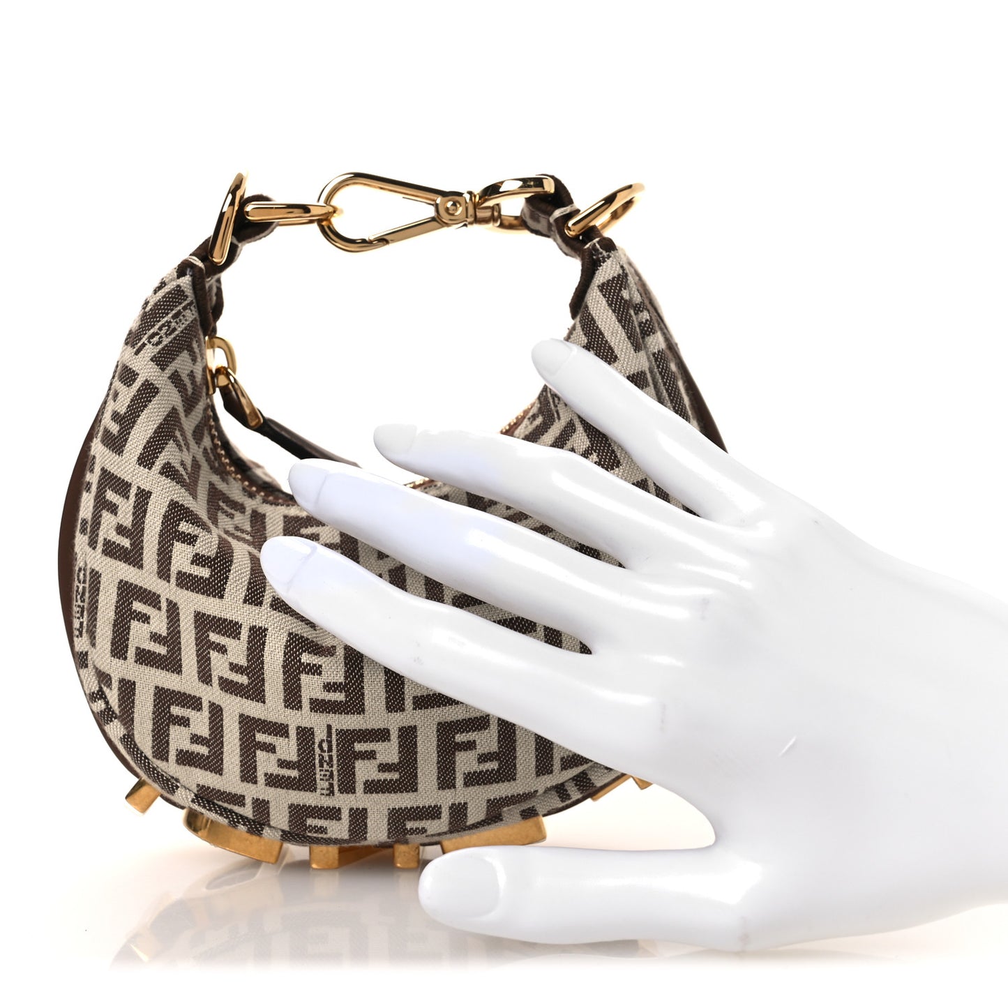 Fabric Jacquard FF 1974 Nano Fendigraphy Hobo Charm Beige