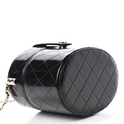Chanel Patent Quilted Round Small Vanity With Chain Black 4 of 11