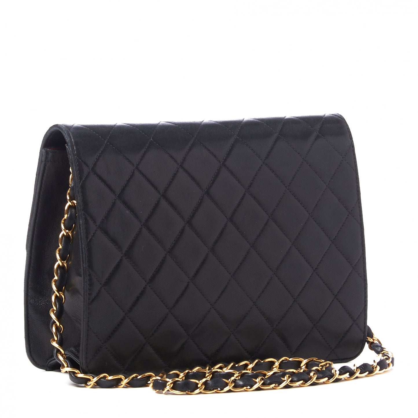 Lambskin Quilted Small Single Flap Black