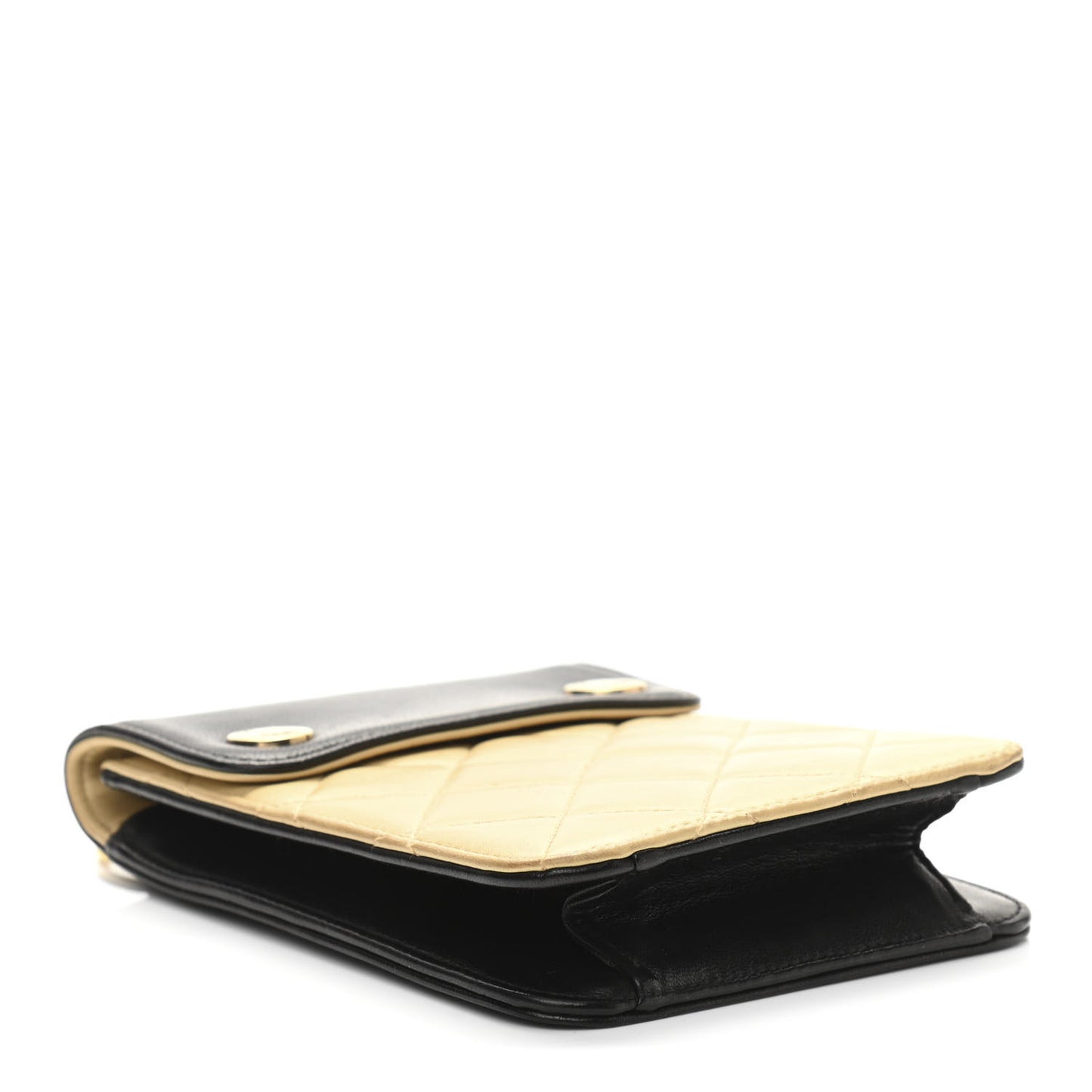 Lambskin Quilted Mini Flap Pouch Beige Black