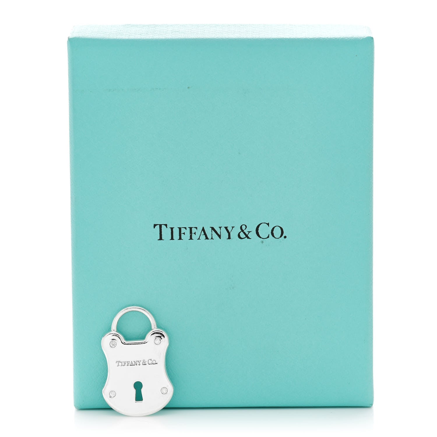 Tiffany Sterling Silver Diamond Emblem Lock Pendant 5 of 5