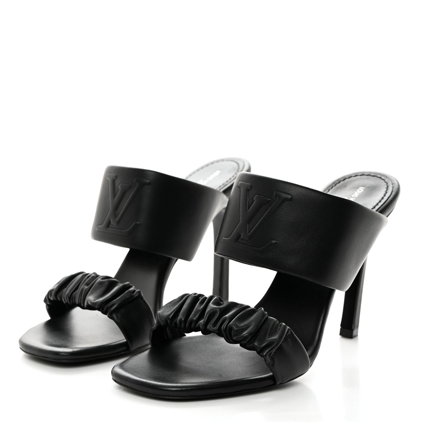 Lambskin Drapy Heel Mules 40 Black