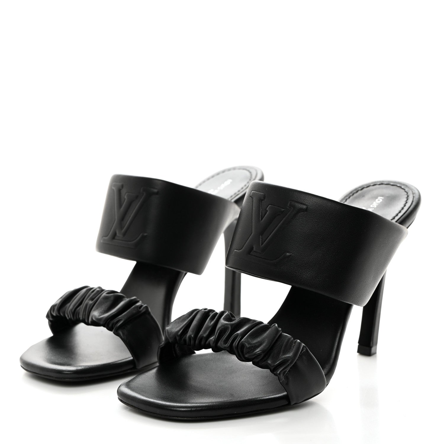 Louis Vuitton Lambskin Drapy Heel Mules 40 Black 3 of 8
