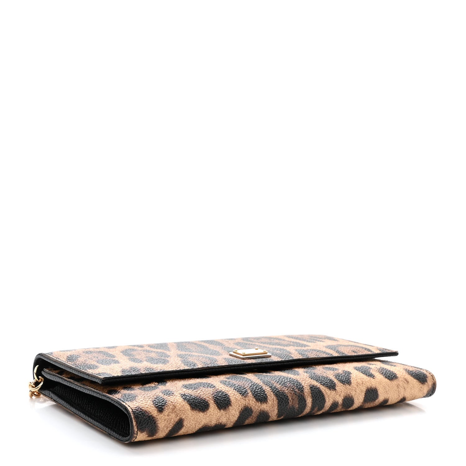 Dolce & Gabbana DOLCE &amp; GABBANA Dauphine Leopard Print Wallet On Chain Brown Black 5 of 12