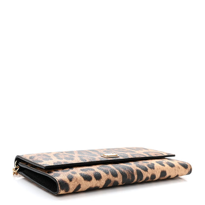 Dolce & Gabbana DOLCE &amp; GABBANA Dauphine Leopard Print Wallet On Chain Brown Black 5 of 12