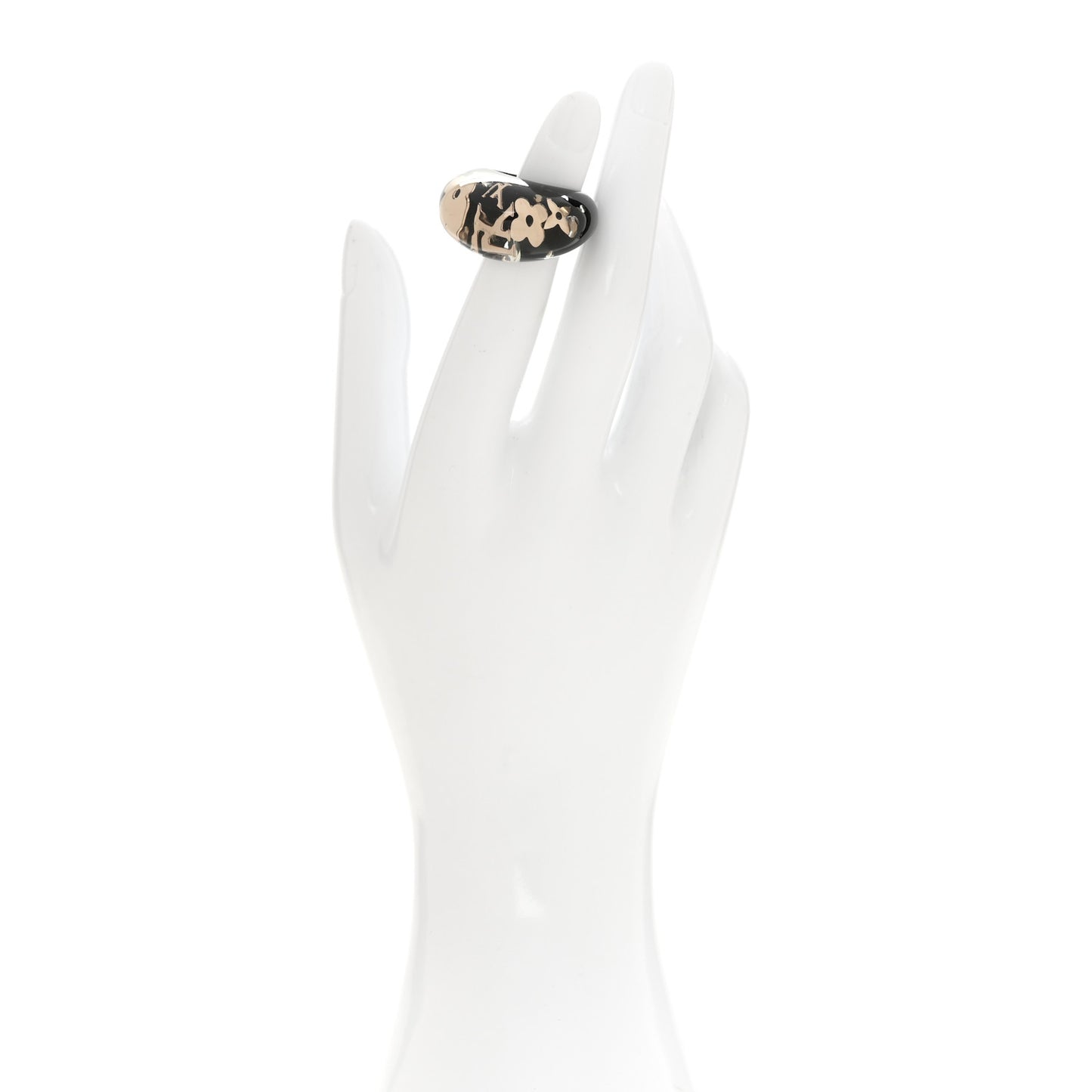 Resin Swarovski Crystal Inclusion Ring M 53 6.5 Black