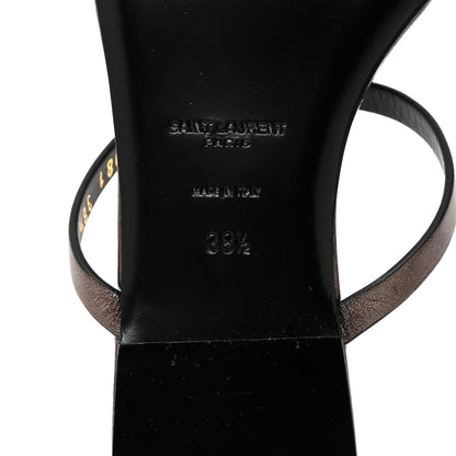 Saint Laurent Calfskin Cassandra Monogram Sandals 38.5 Bronze 8 of 8