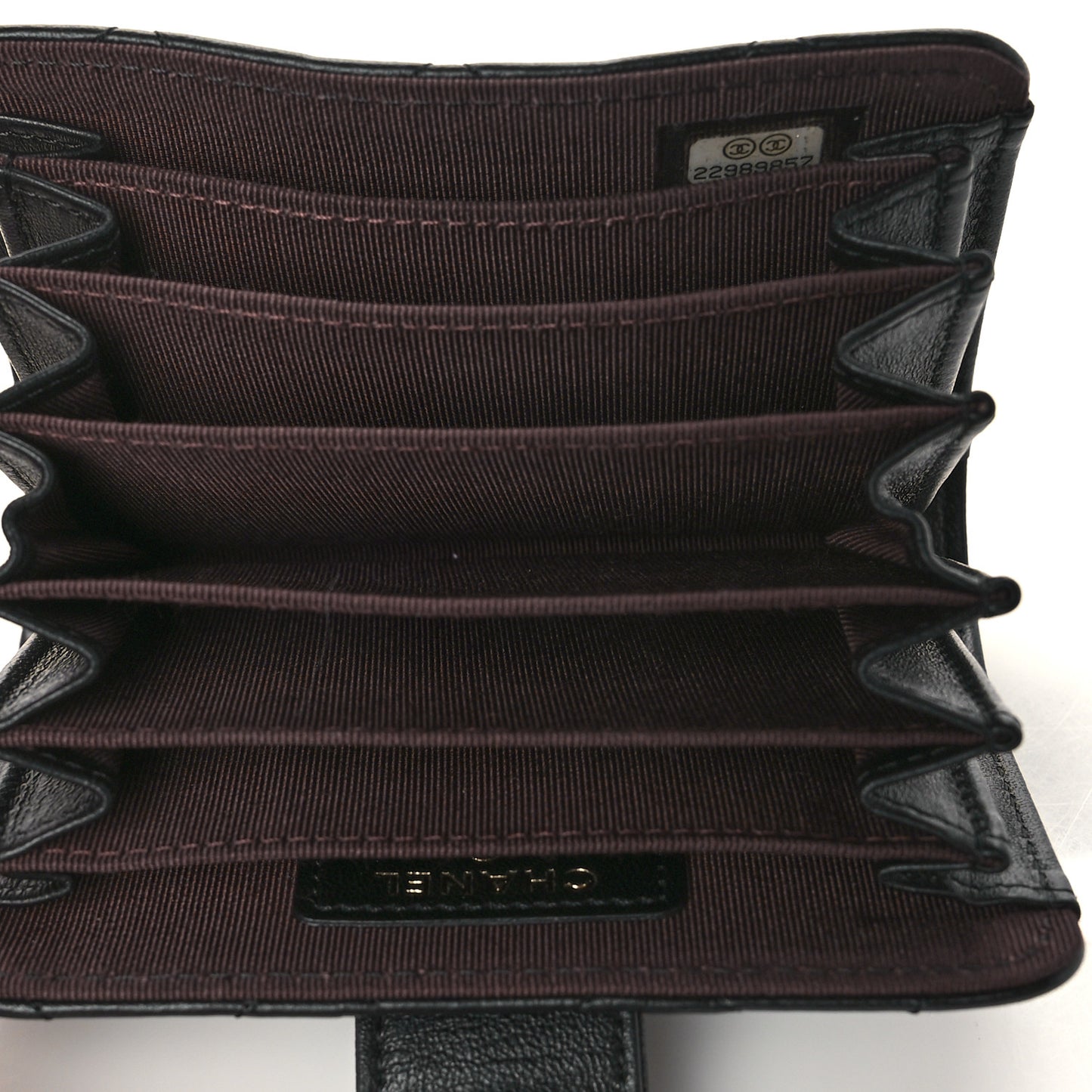 Lambskin Quilted Gusseted Card Holder Black