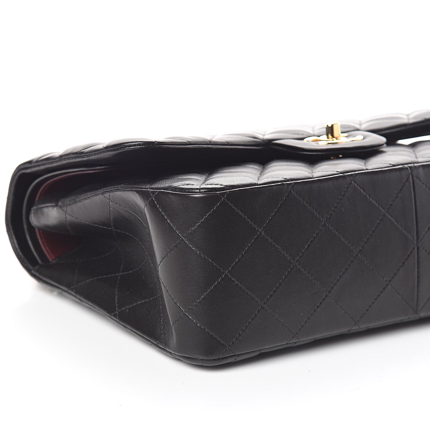 Lambskin Quilted Jumbo Double Flap Black
